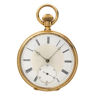 Swiss 18K yellow gold open faced pocket watch Circa 1880