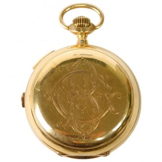 French gold repeating chronograph with full calendar Circa 1890