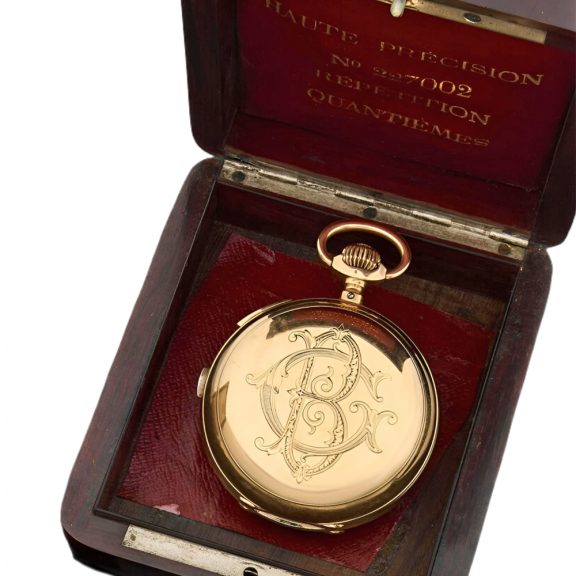 French gold repeating chronograph with full calendar Circa 1890 French gold repeating chronograph with full calendar Circa 1890