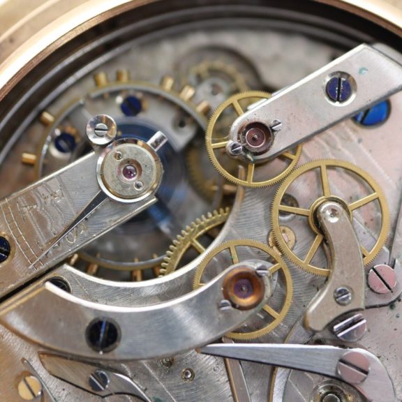 French gold repeating chronograph with full calendar Circa 1890 French gold repeating chronograph with full calendar Circa 1890
