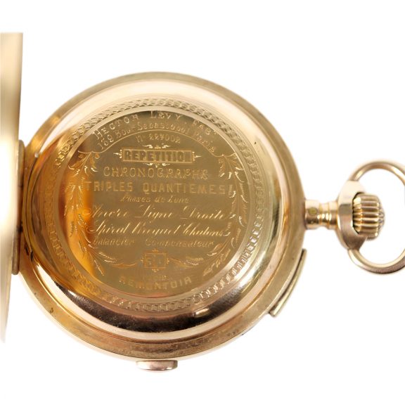 French gold repeating chronograph with full calendar Circa 1890 French gold repeating chronograph with full calendar Circa 1890