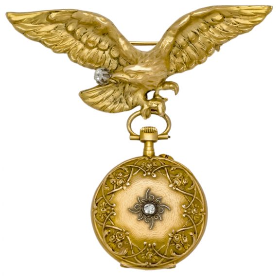 French two tone gold watch with matching brooch Circa 1910