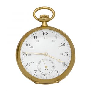 French 18K yellow gold open faced pocket watch Circa 1895