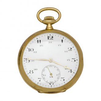 French 18K yellow gold open faced pocket watch Circa 1895