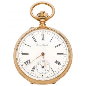 French 18K yellow gold chronograph pocket watch Circa 1900