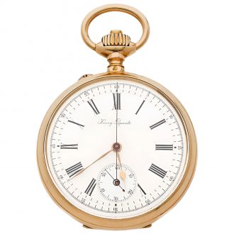 French 18K yellow gold chronograph pocket watch Circa 1900