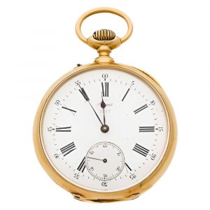 French 18 carat red gold open faced pocket watch Circa 1895