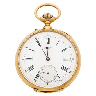 French 18 carat red gold open faced pocket watch Circa 1895
