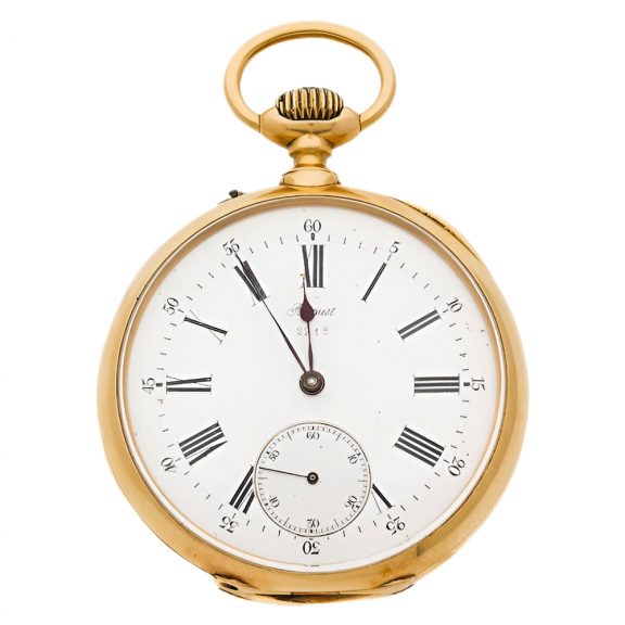 French 18 carat red gold open faced pocket watch Circa 1895