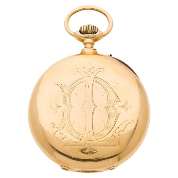 French 18 carat red gold open faced pocket watch Circa 1895 French 18 carat red gold open faced pocket watch Circa 1895