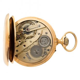 French 18 carat red gold open faced pocket watch Circa 1895