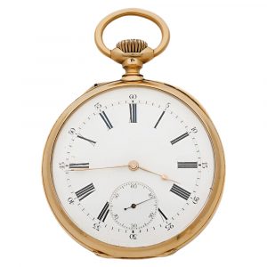 Swiss 18K yellow gold open faced pocket watch Circa 1885