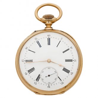 Swiss 18K yellow gold open faced pocket watch Circa 1885
