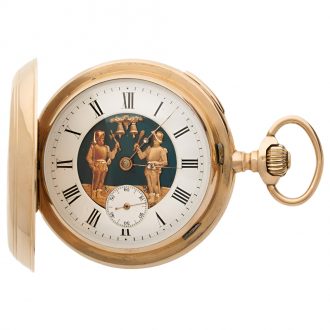 Swiss gold repeating pocket watch with automaton Circa 1895