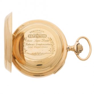 Swiss gold repeating pocket watch with automaton Circa 1895