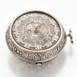 Dutch silver verge with champlevé dial and date Circa 1725