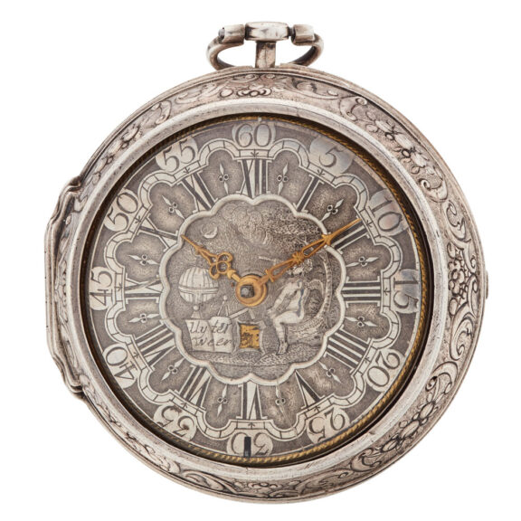 Dutch silver verge with champlevé dial and date Circa 1725 Dutch silver verge with champlevé dial and date Circa 1725