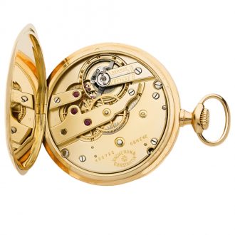 Swiss 18K gold open faced pocket watch with chain Circa 1925