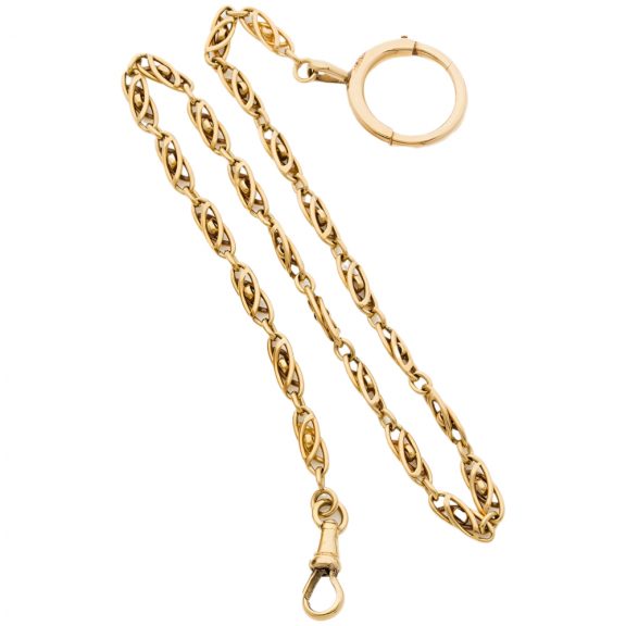 Swiss 18K gold open faced pocket watch with chain Circa 1925 Swiss 18K gold open faced pocket watch with chain Circa 1925
