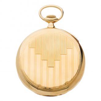 Swiss 18K gold open faced pocket watch with chain Circa 1925
