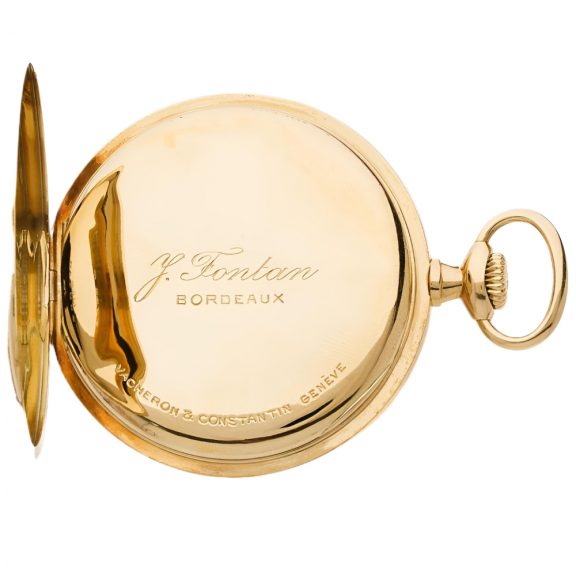 Swiss 18K gold open faced pocket watch with chain Circa 1925 Swiss 18K gold open faced pocket watch with chain Circa 1925