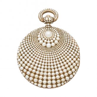 Swiss 18K gold pocket watch set with half pearls Circa 1805