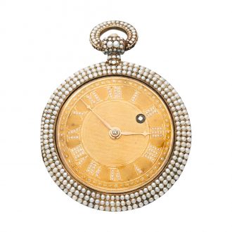 Swiss 18K gold pocket watch set with half pearls Circa 1805