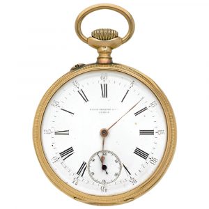 Swiss 18K yellow gold open faced pocket watch Circa 1896