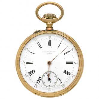 Swiss 18K yellow gold open faced pocket watch Circa 1896