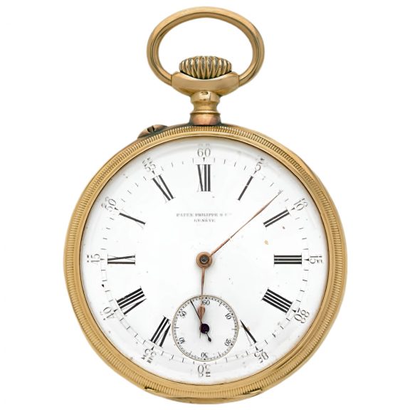 Swiss 18K yellow gold open faced pocket watch Circa 1896 Swiss 18K yellow gold open faced pocket watch Circa 1896