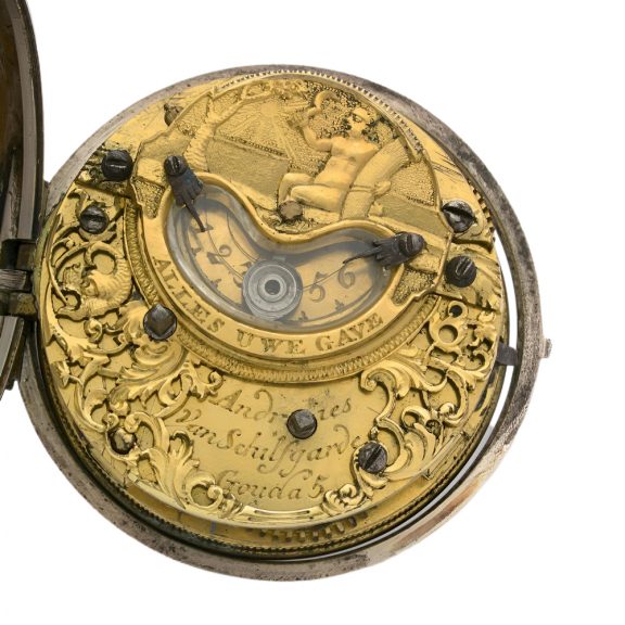 Dutch silver double cased repoussé pocket watch Circa 1750 Dutch silver double cased repoussé pocket watch Circa 1750