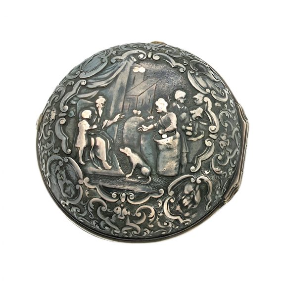 Dutch silver double cased repoussé pocket watch Circa 1750 Dutch silver double cased repoussé pocket watch Circa 1750