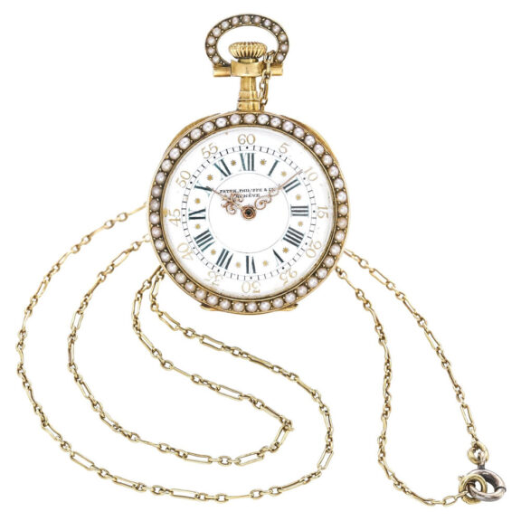 Swiss lady's watch set with pearls and emeralds Circa 1903 Swiss lady's watch set with pearls and emeralds Circa 1903
