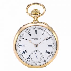 Fine Swiss pink gold open faced chronograph watch Circa 1901