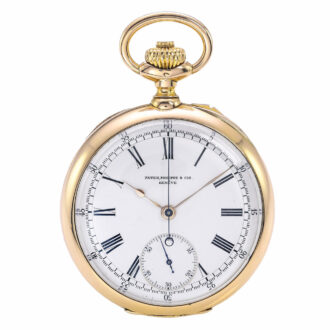 Fine Swiss pink gold open faced chronograph watch Circa 1901 Fine Swiss pink gold open faced chronograph watch Circa 1901
