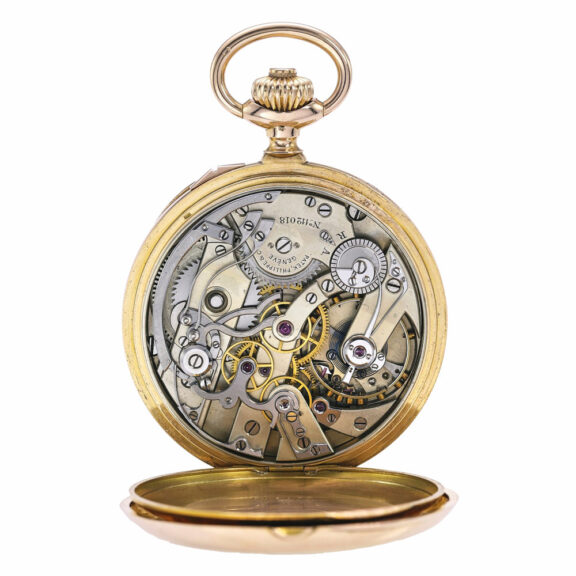 Fine Swiss pink gold open faced chronograph watch Circa 1901 Fine Swiss pink gold open faced chronograph watch Circa 1901