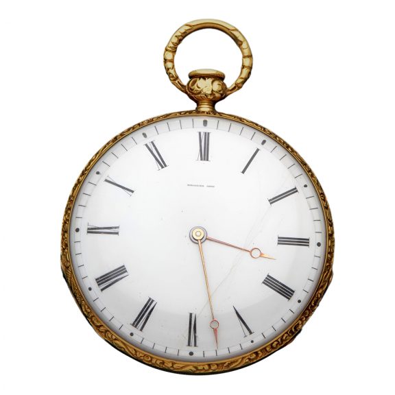 French 18K gold open faced striking pocket watch Circa 1800 French 18K gold open faced striking pocket watch Circa 1800