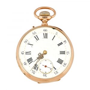 French 18K yellow gold open faced pocket watch Circa 1838-1919