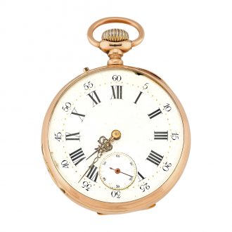 French 18K yellow gold open faced pocket watch Circa 1838-1919