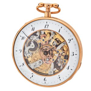 Swiss gold skeletonized quarter repeating cylinder Circa 1820