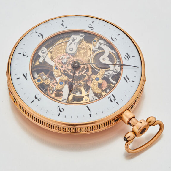 Swiss gold skeletonized quarter repeating cylinder Circa 1820 Swiss gold skeletonized quarter repeating cylinder Circa 1820