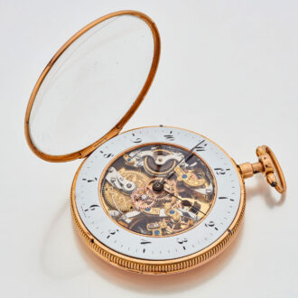 Swiss gold skeletonized quarter repeating cylinder Circa 1820