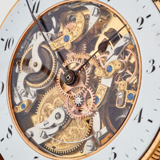 Swiss gold skeletonized quarter repeating cylinder Circa 1820