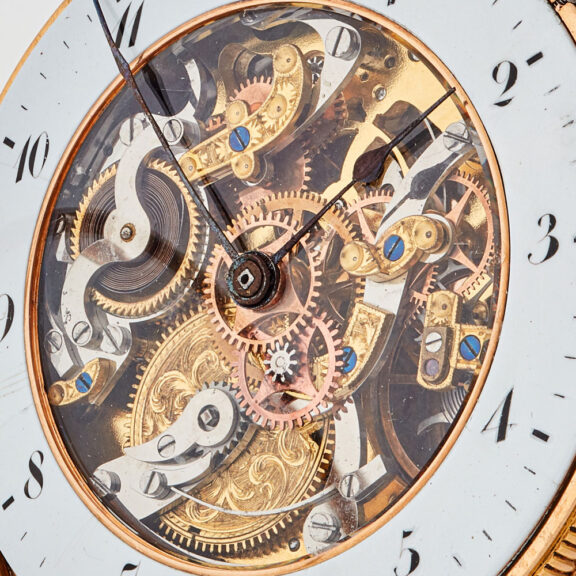 Swiss gold skeletonized quarter repeating cylinder Circa 1820 Swiss gold skeletonized quarter repeating cylinder Circa 1820