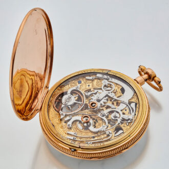 Swiss gold skeletonized quarter repeating cylinder Circa 1820