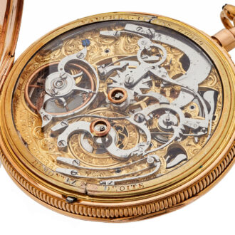 Swiss gold skeletonized quarter repeating cylinder Circa 1820