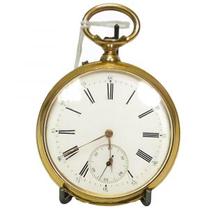 Swiss 18K gold double dial pocket watch with calendar Circa 1910