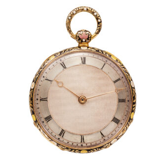 Slim Swiss gold and enamel cylinder watch Circa 1840