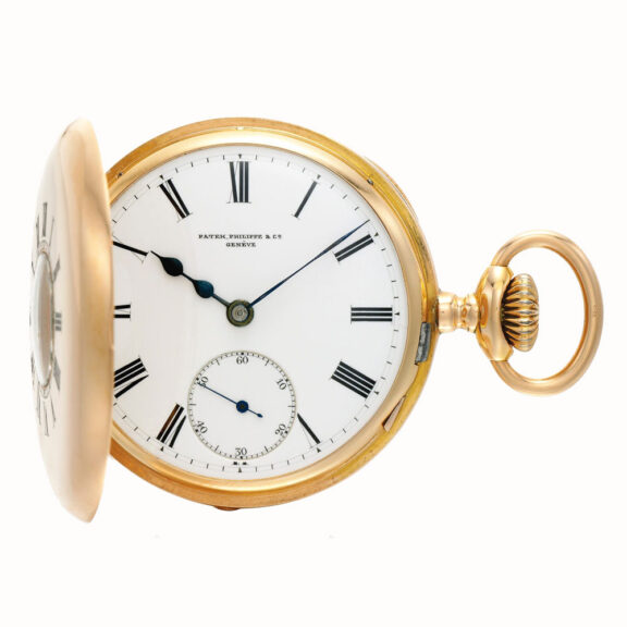 Swiss gold half hunting cased watch Patek Philippe Circa 1893 Swiss gold half hunting cased watch Patek Philippe Circa 1893
