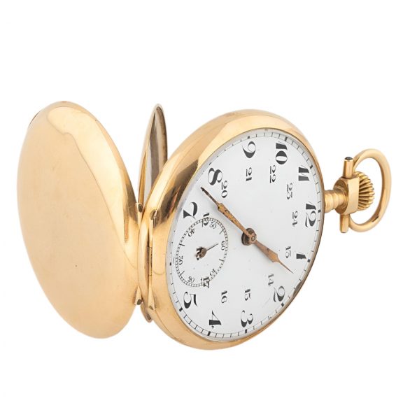 French 18K yellow gold open faced pocket watch Circa 1900